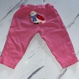 Carter’s Baby girl pink pants with bird on bottom, Sz 6mo 100% cotton